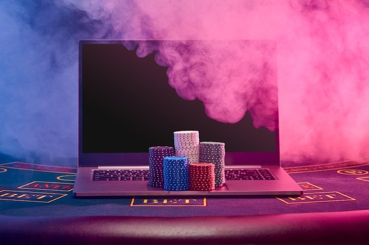 Studio dealer langsung rentalqq dengan peralatan streaming profesional dan kamera multi-sudut